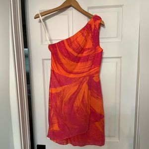 Shoshanna One Shoulder Coral dress